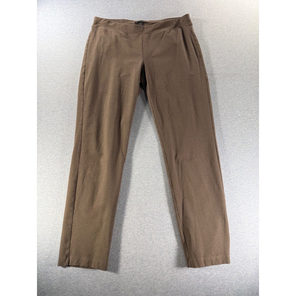 Eileen Fisher Brown Viscose Stretch Jersey Pull On Straight Leg Pants Size S